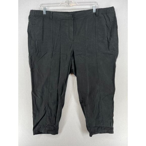 EILEEN FISHER Pants 3X Plus Tencel Twill Tapered Ankle Button Cuff Utility Black - Picture 1 of 16